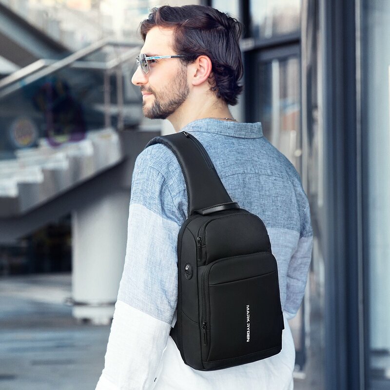 Mark Ryden Chest Bag Man Anti-thief Sling Bag Waterproof Men Crossbody Bag Fit 9.7 inch Ipad Fashion Shoulder Bag