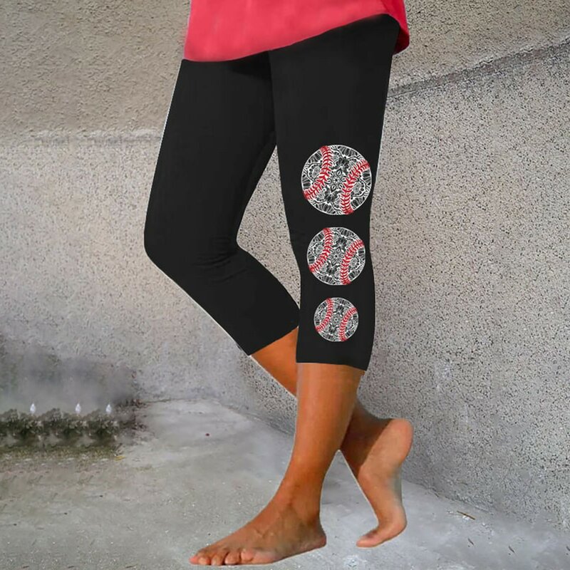 Leggings con estampado De béisbol para Mujer, Pantalones elásticos para correr, ajustados, sin costuras, De cintura alta