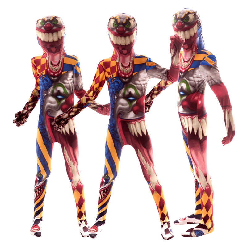 Vestido terrorífico de payaso araña mutante, monos Zentai de Terror, disfraz de Halloween para niño, disfraz de Festival de Carnaval