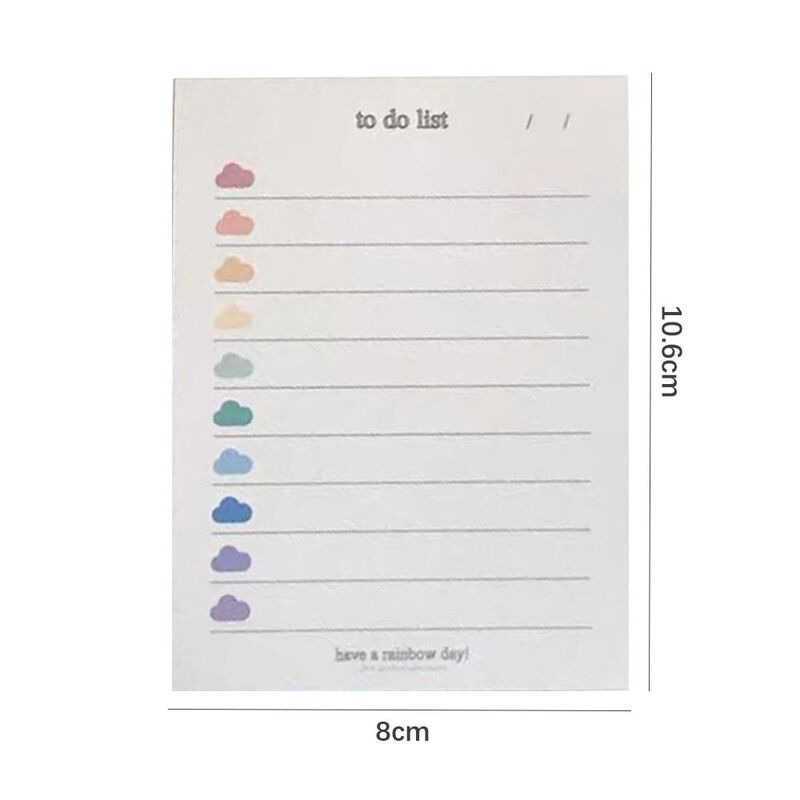 50 lembar tanpa stiker untuk melakukan daftar berkualitas tinggi awan warna-warni alat tulis siswa kertas pesan tab catatan sekolah