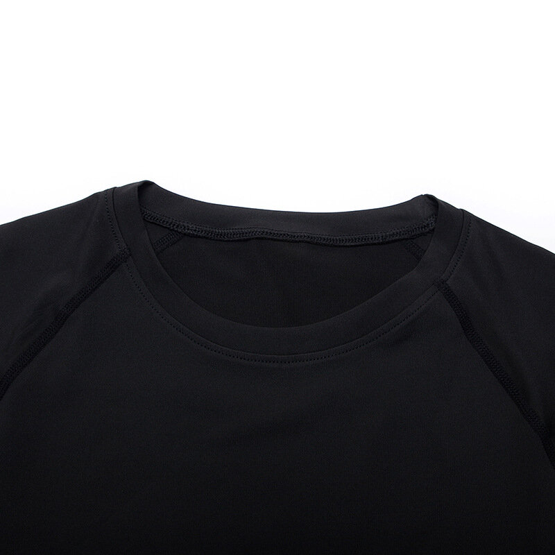 Camiseta deportiva negra para hombre, camisa de compresión para culturismo, manga corta, secado rápido, transpirable, entrenamiento de gimnasio, Verano