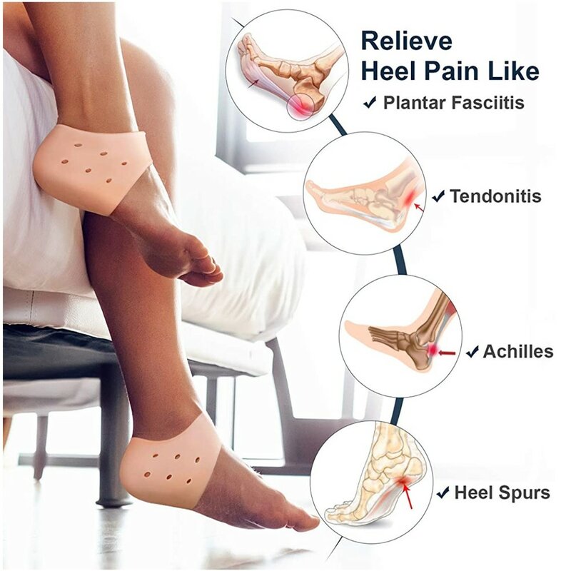เจลซิลิโคนป้องกันส้นเท้าแขนส้นรองถ้วยส้นฝ่าเท้าสนับสนุนการดูแลผิวเบาะซ่อมแซมครึ่ง-หลา