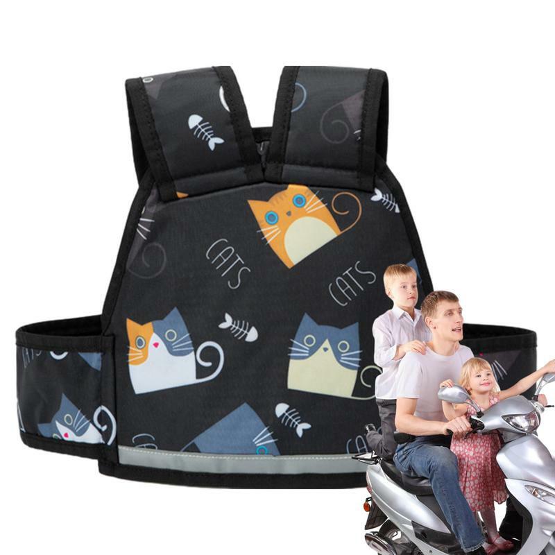 Arnés de seguridad para motocicleta para niños, cinturón de seguridad con tira reflectante ancha, malla transpirable, portátil, ligero