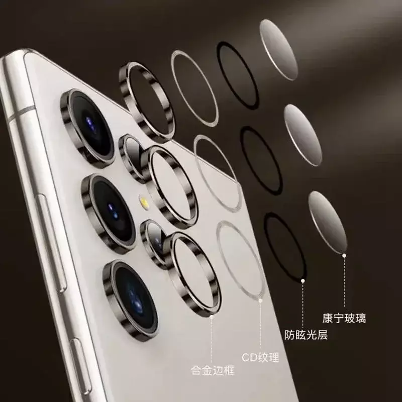 Cristal de anillo de lente de cámara para Samsung Galaxy S24 Ultra S24 + Plus, Protector de pantalla, Protector S24ultra, Color Original, tapa de Metal