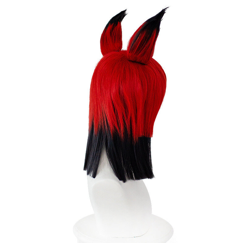 Alastor peruka Cosplay Hotel czerwone czarne krótkie włosy halloweenowy rekwizyty na przyjęcia karnawałowy
