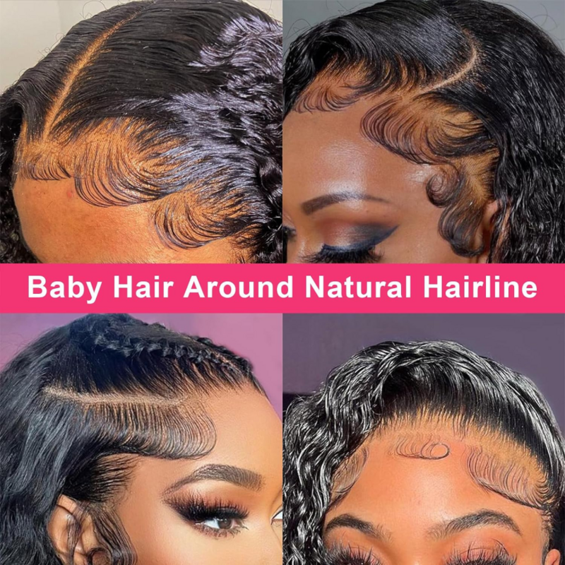Wig renda depan gelombang dalam 13x6 rambut manusia 13x6 HD wig Frontal tanpa lem keriting dalam rambut manusia telah ditanami untuk rambut wanita
