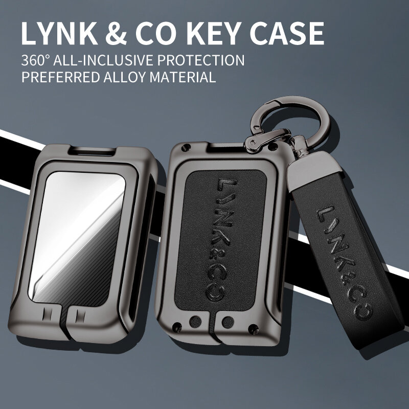 Penutup Casing Kunci Kulit Logam untuk LYNK & CO 05 01 02 03 06 Pemegang Pelindung Kunci Jarak Jauh Aksesori Otomatis