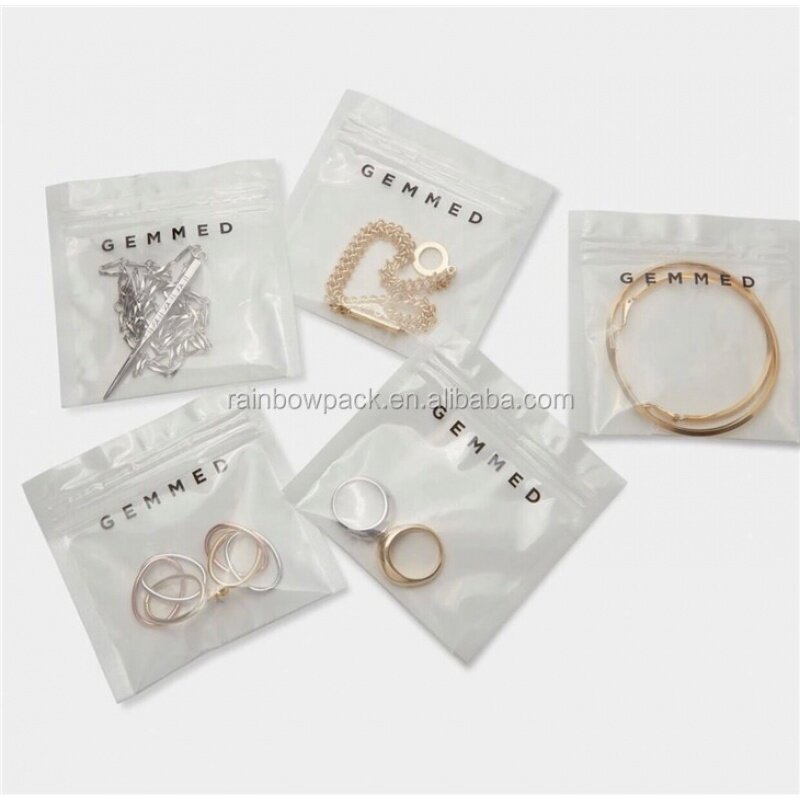 Op Maat Gemaakte Productcustom Bedrukte Zip Lock Oorbel Armband Verpakking Rits Tas Kleine Plastic Sieraden Platte Zakjes