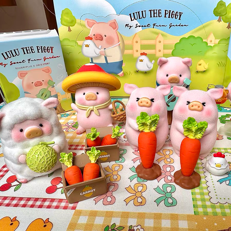 Caja ciega de la serie Lulu Farm, figurita de cerdo Kawaii, caja misteriosa, muebles de escritorio, modelo coleccionable, juguete para niños, regalo