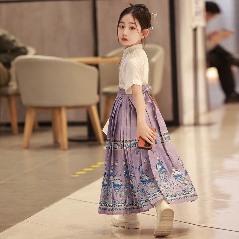 Жилет для девочек, детский костюм ханьфу, летний старый костюм Ming, новая юбка в национальном стиле