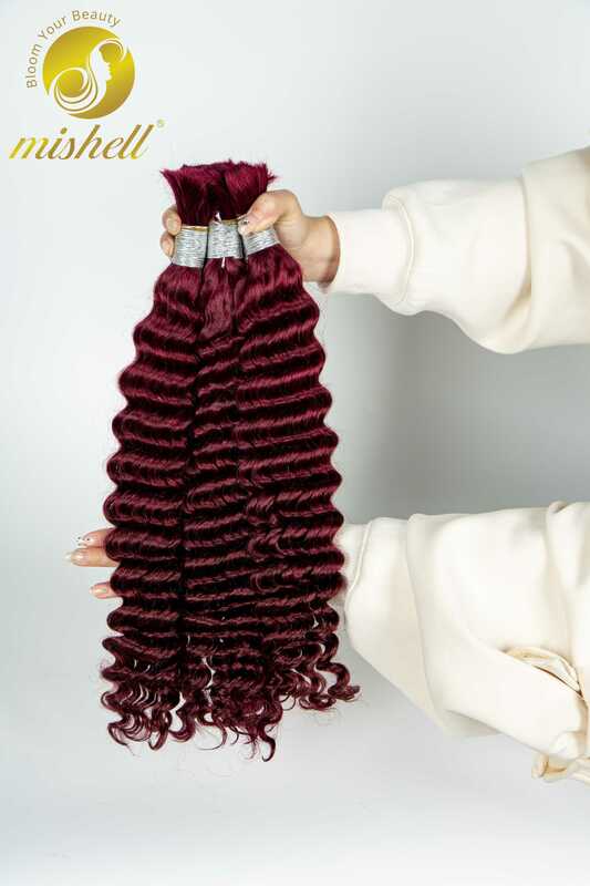 Human Hair Bulk 26 28 Inches 99j Burgundy Deep Wave Human Hair for Braiding Unprocessed No Weft 100% Vingin Hair Bulk Extensions