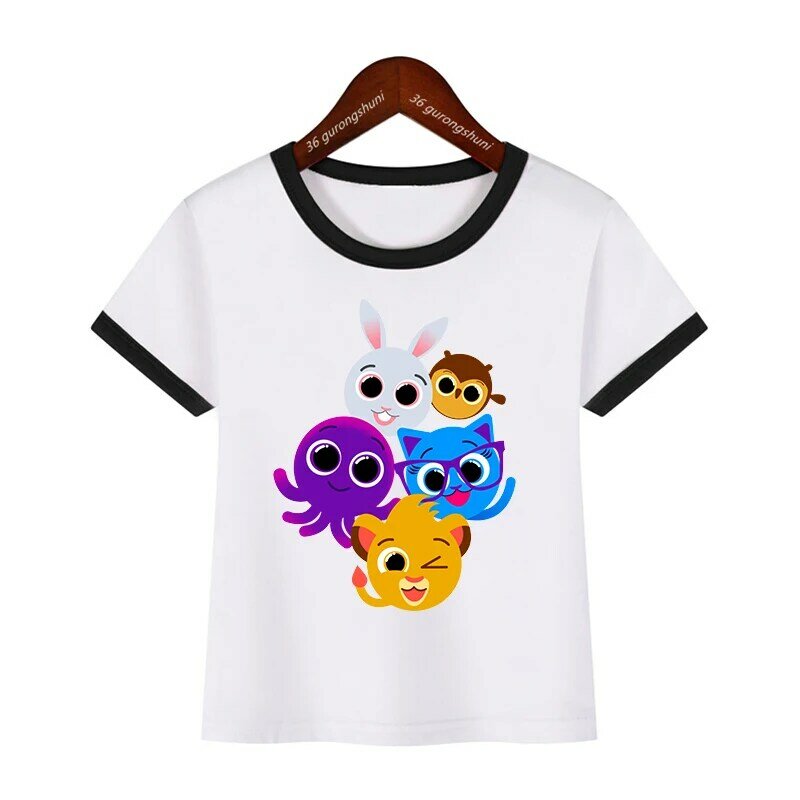Camiseta con estampado de dibujos animados Bolofofos para niñas, ropa de verano para niños, ropa divertida para niños, camiseta de manga corta para bebés, Tops