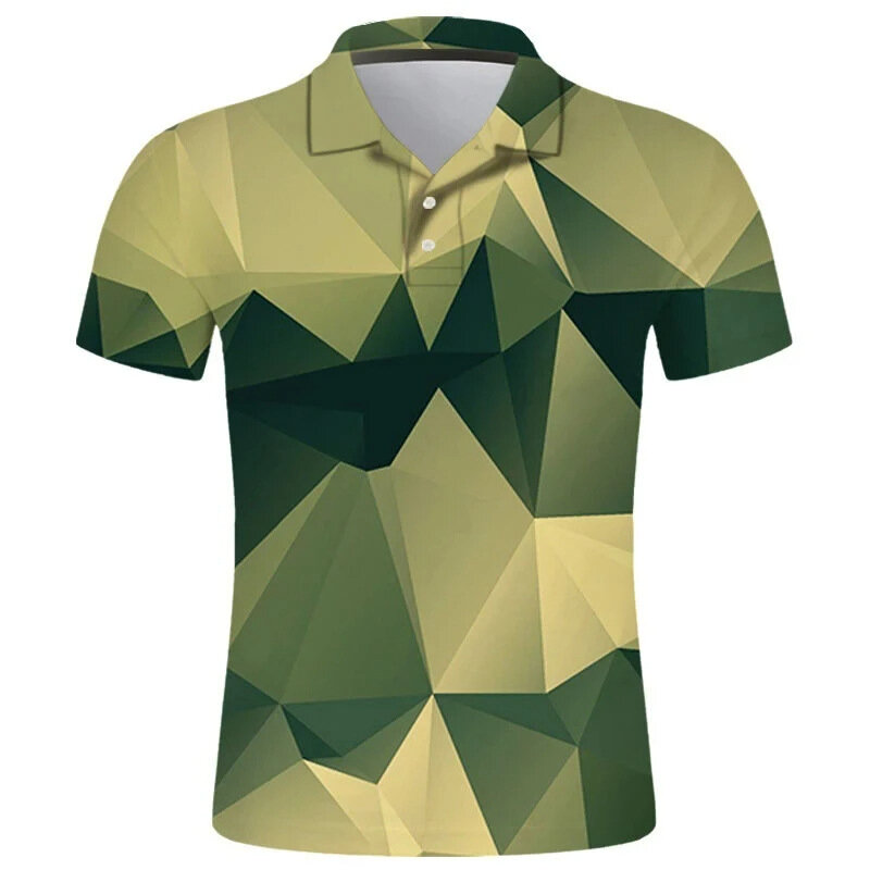 Мужская камуфляжная рубашка-поло с 3D принтом, Мужская одежда, индивидуальные мужские рубашки поло, короткий топ с коротким рукавом и лацканами