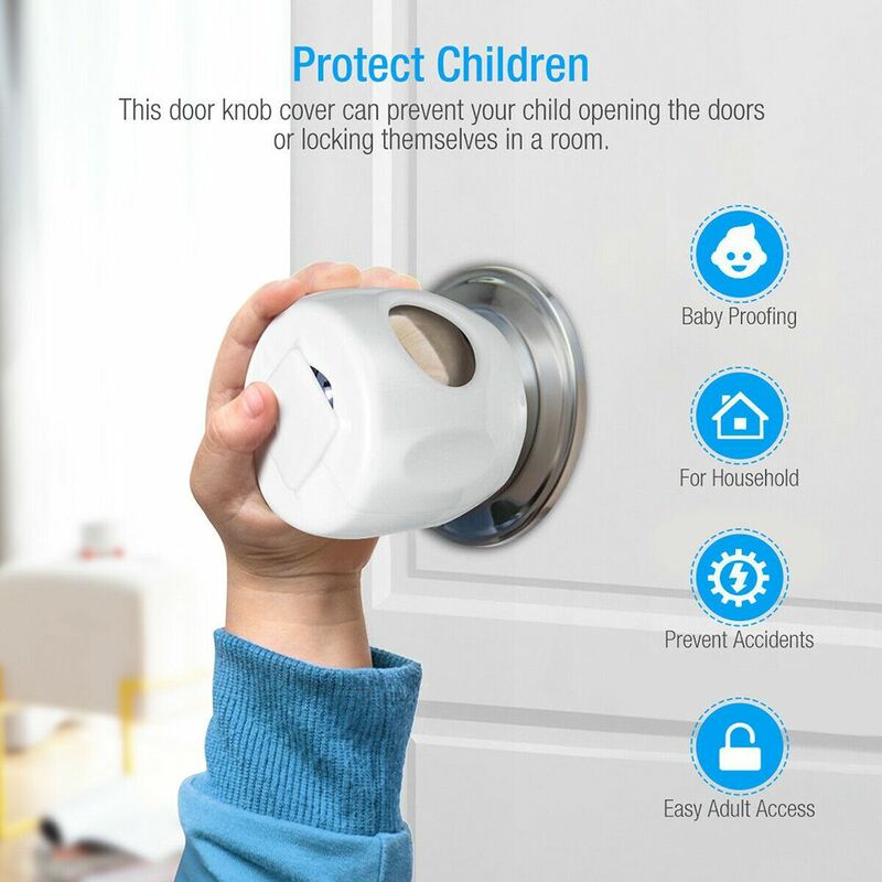 ที่หุ้มพลาสติกป้องกันแบบล็อคได้สำหรับเด็กอุปกรณ์เสริมในบ้านสำหรับเด็กปลอกหุ้มลูกบิดประตู