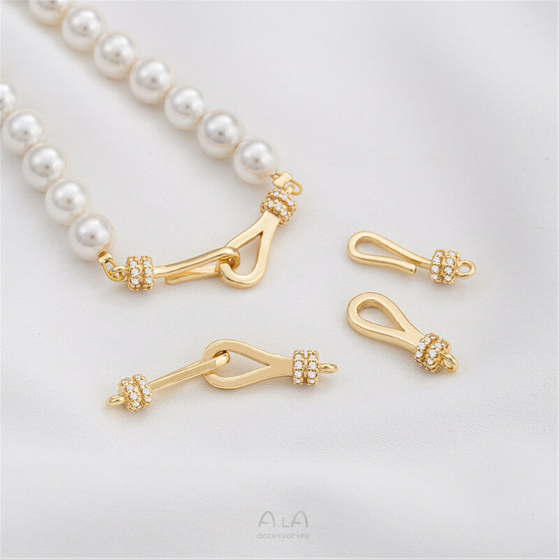 Conium plaqué or 14 carats contre-indiqué pour collier et bracelet, hameçon, double perle, accessoire de connexion, bricolage, strucC003