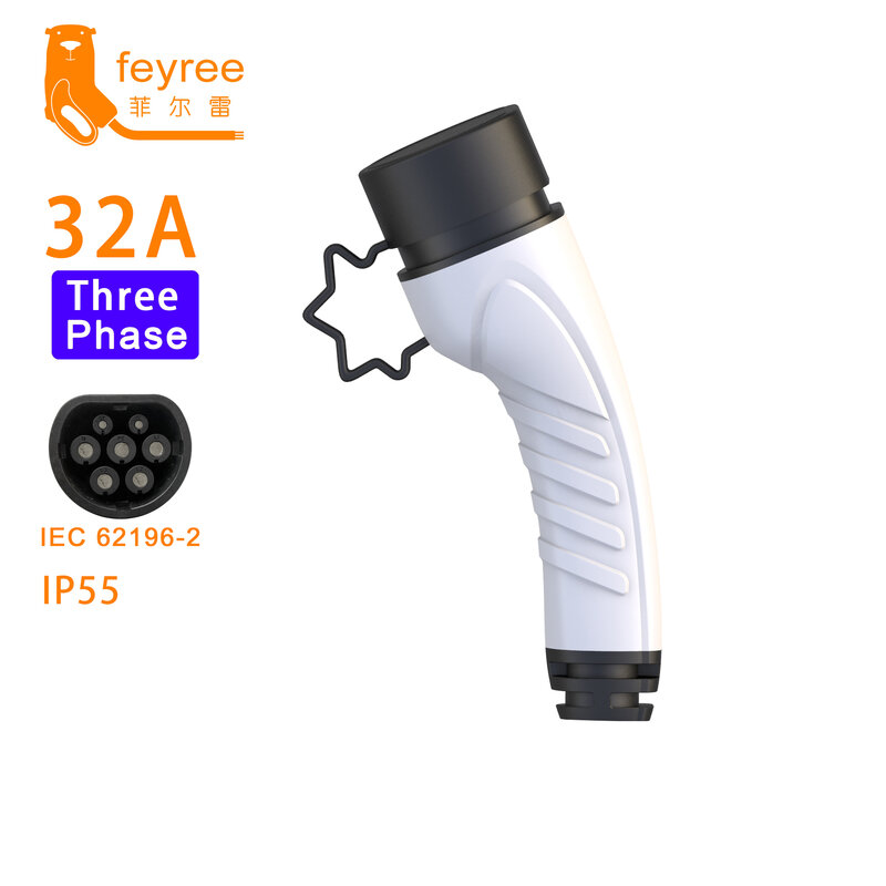 Feyree – adaptateur de prise de chargeur EV Type 2 EVSE chargeur femelle IEC 62196 convertisseur 16a 32a pour Station de charge de véhicule électrique