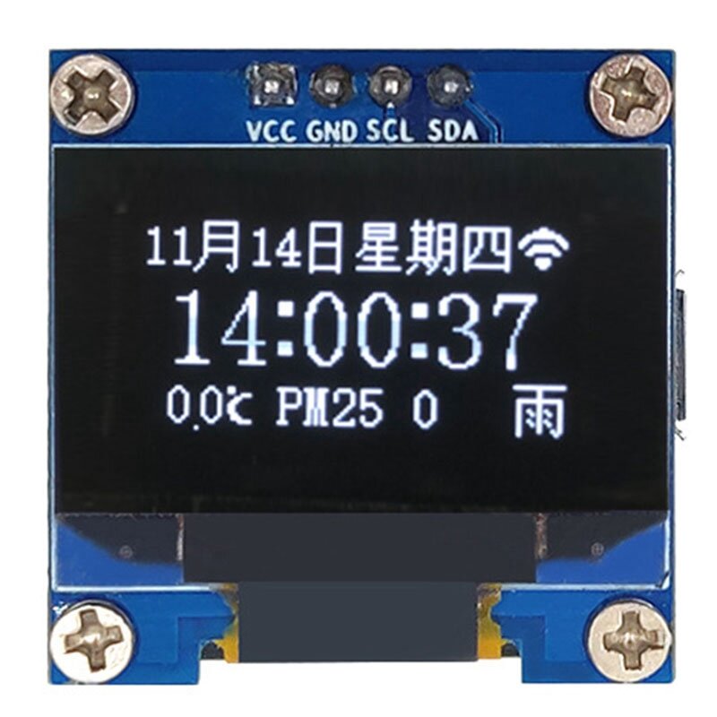 Tela LCD OLED, módulo de relógio WiFi, previsão do tempo DIY, interface IIC I2C, ESP12F, ESP8266, 0.96 ", 5V