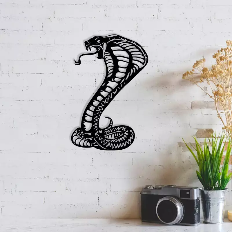 Letrero de arte de pared de serpiente de Cobra, silueta de serpiente de Metal, colgante Interior para sala de estar, decoración de cueva de hombre, decoración del hogar