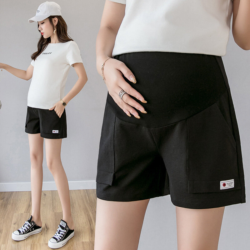 Pregnant women's shorts for summer wear, rest and exercise, and stretch pants with abdominal support for pregnant women