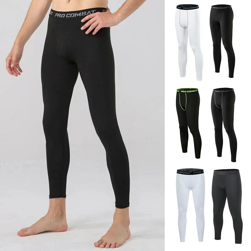 Pantalones de compresión ajustados para hombre, ropa deportiva de secado rápido, mallas para correr, entrenamiento físico, Sexy