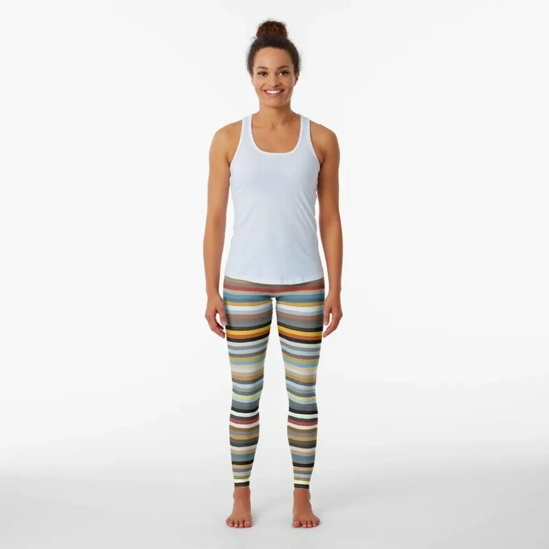 Nordic Stripes poziome leginsy z wzorem damskie sportowe legginsy sportowe damskie do fitnessu