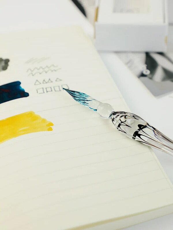الإبداعية الأسود تموج اليدوية الزجاج تراجع القلم الخط نافورة توقيع أقلام لطيف الهدايا ملء الحبر