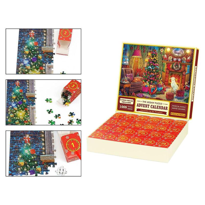 Calendrier de l'Avent Puzzle de Noël 2023, Ensemble de puzzle de vacances pour la maison