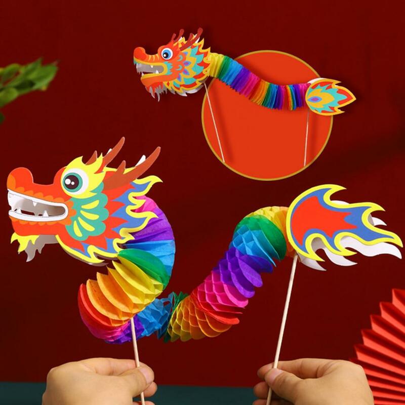 Mainan bertema Tiongkok mainan naga Tiongkok tari naga tas bahan karya seni Diy mainan kreativitas edukatif untuk anak-anak baru Tiongkok