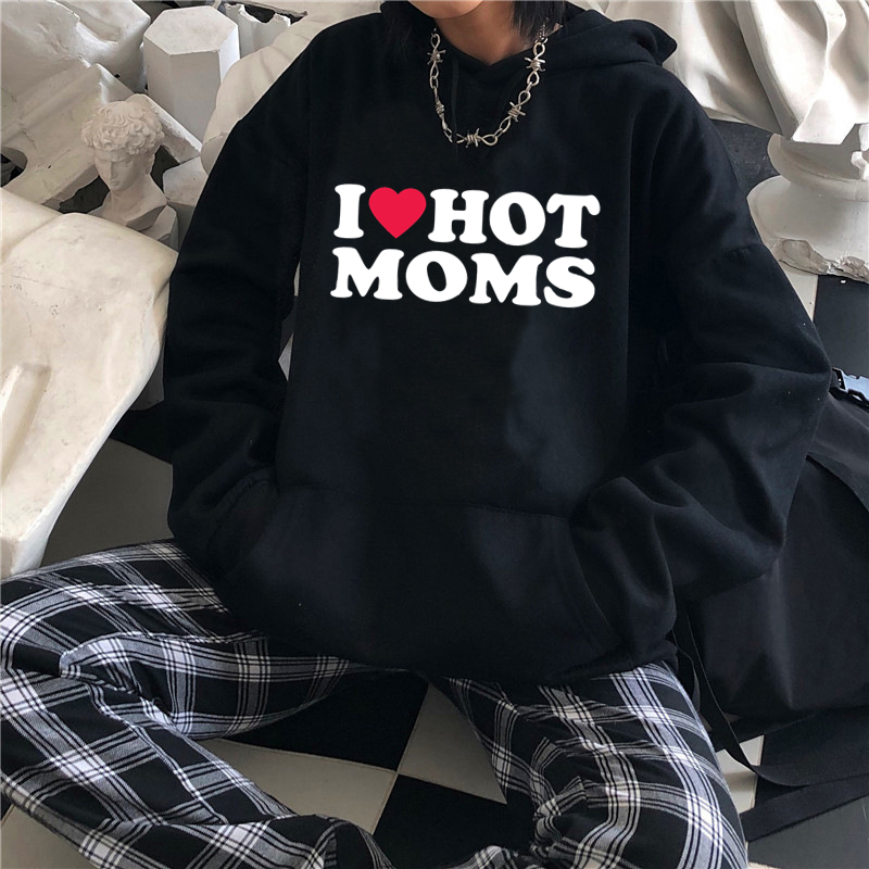 Rood Hart Ik Hou Van Hete Moeder Hoodie Vintage Vrouwen Mannen Sweatshirt Y 2K Print Pullover Lange Mouw Kpop Harajuku Unisex Tops Casual