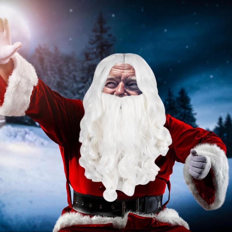Papai Noel cabelo e barba traje definido para crianças, Role Play, festivais