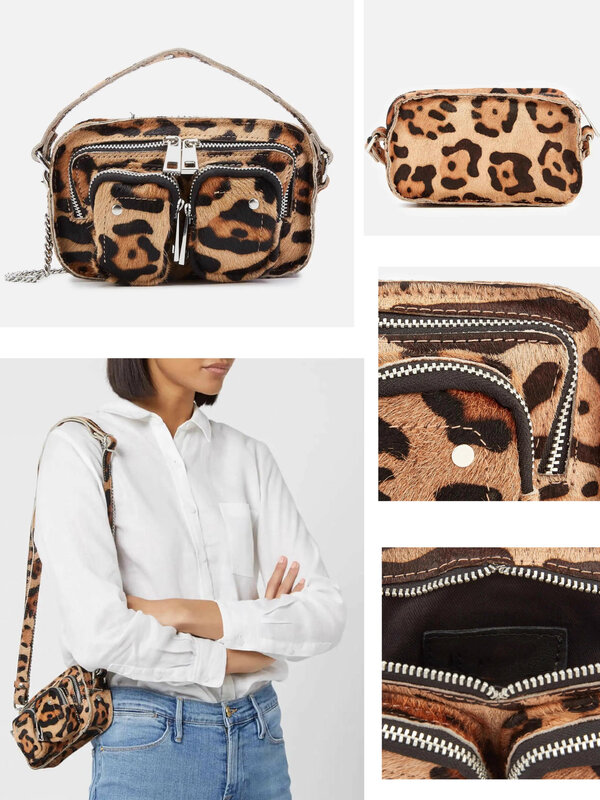 2024 Mode Leopard Umhängetasche dicke Kette Achsel Taschen für Frauen Marke Designer Handtaschen und Geldbörsen Damen Cross body