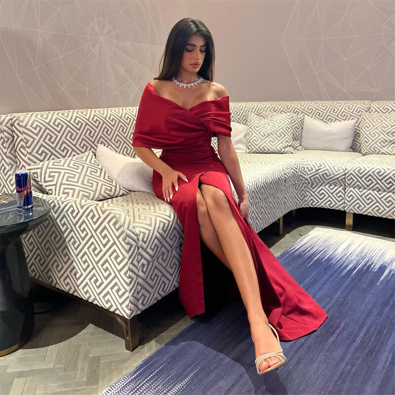 Mobuye 2024 Arab Dubai von der Schulter Ballkleid Split knöchel lange Abend mode elegantes Party kleid für Frauen