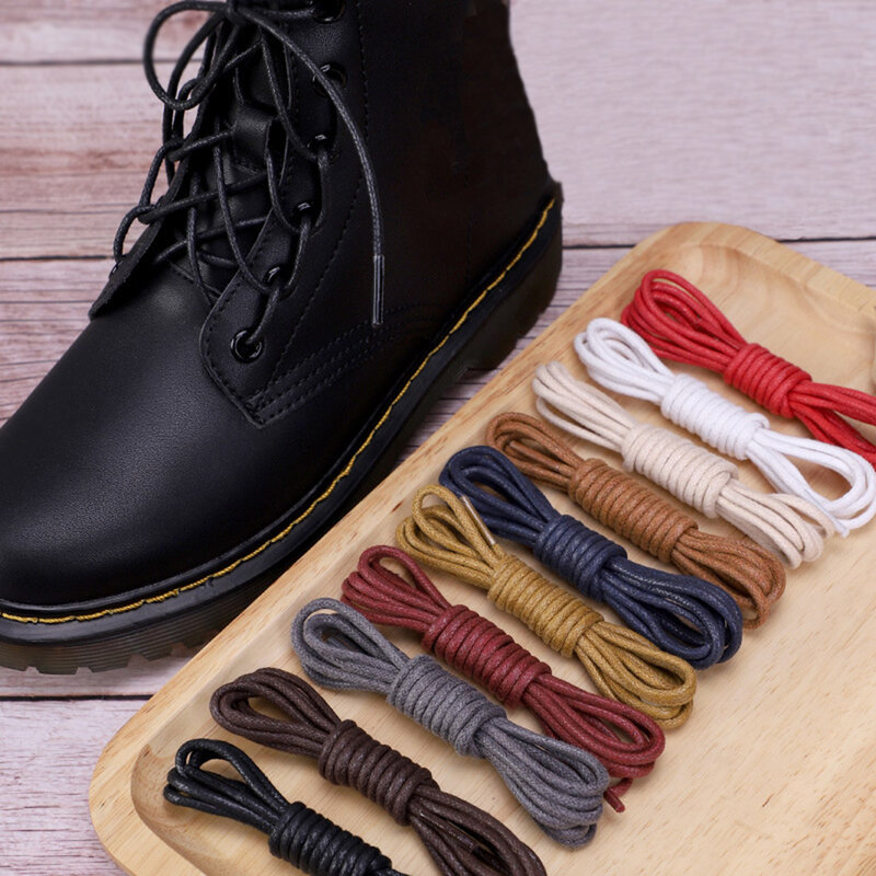1Pair 80/90/100/120cm Round Waxed Shoelaces Boots Laces Strings Coloured Sport Shoe Laces Cord Leather Shoelaces for Men Women