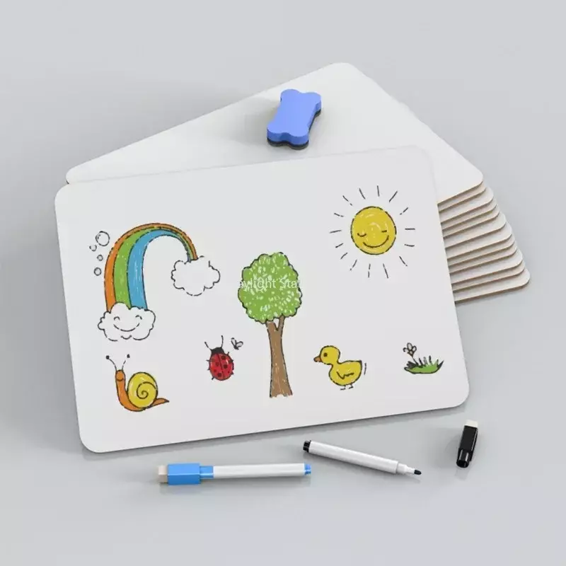 Papan tulis Mini dua sisi untuk anak-anak, papan tulis mengajar portabel dengan dudukan, papan tulis untuk rumah dan Sekolah