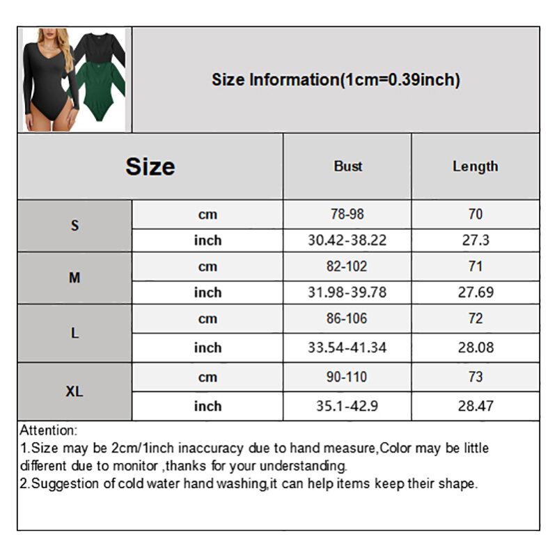 Women's V Neck Solid Color Jumpsuit Long Sleeve Basic Top Bodysuits Versatile Inner Wear