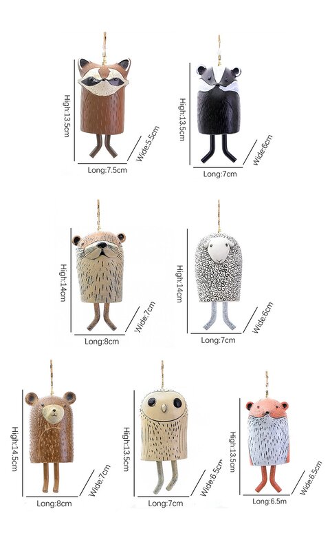 Cute Animals Wind Chimes Outdoor Garden Resin Wind Chimes Home Hanging Ornaments Handmade Wind Chimes Bohemian Garden Decoration