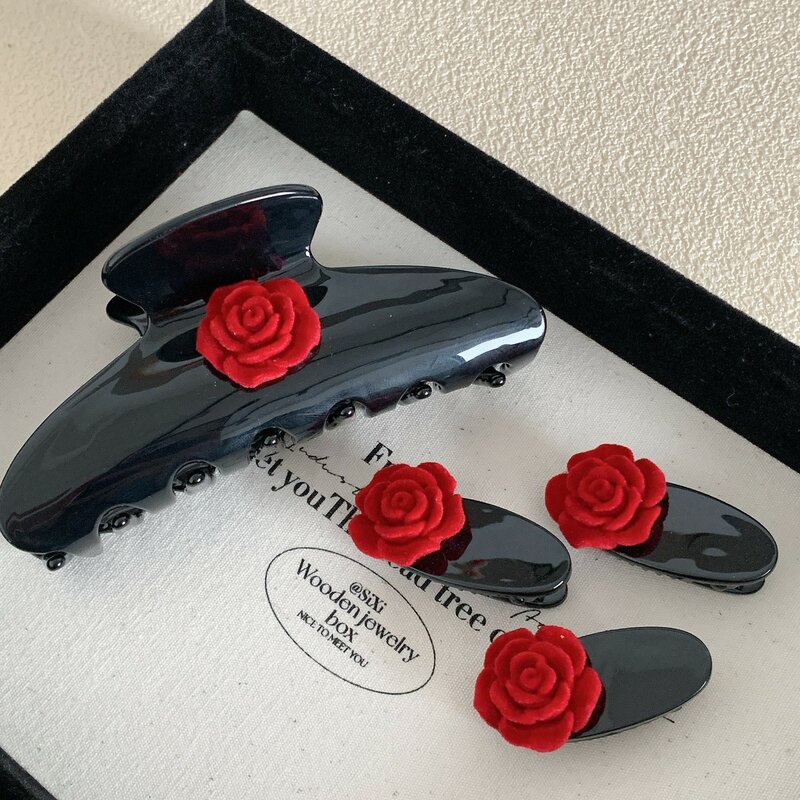 Muweordy-Retro Rose Flower Cabelo Garra para Mulheres, Acetato Garra, Clipe Tubarão, Caranguejo, Presente Dia Dos Namorados, Acessórios de Cabelo