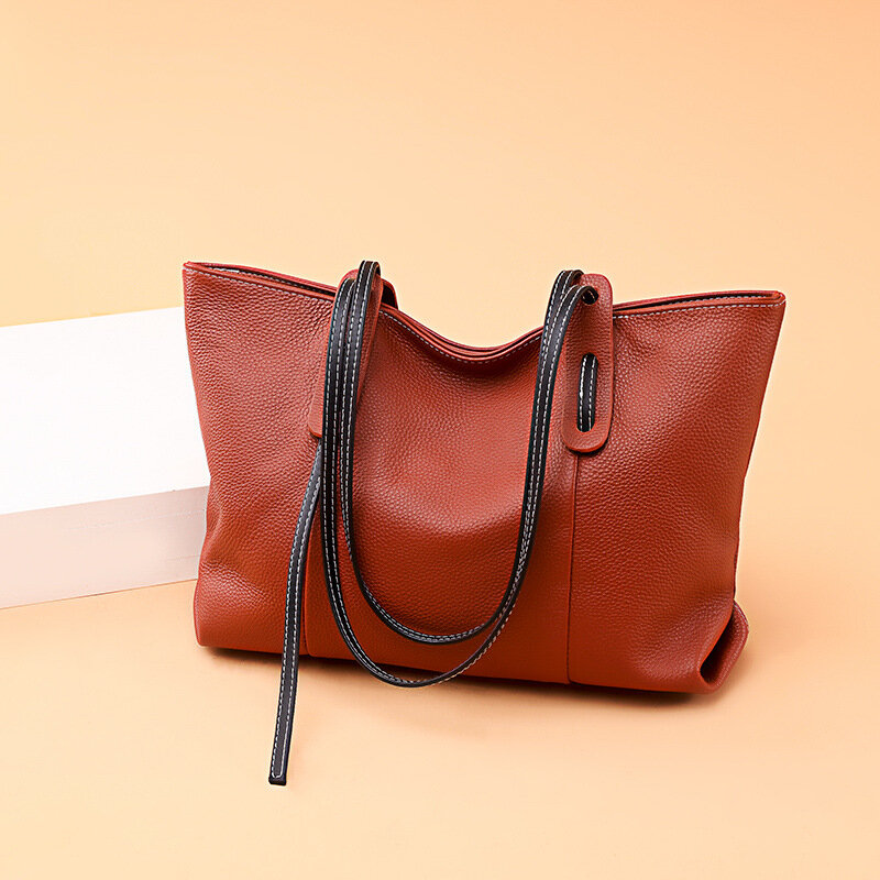 Genuine Shoulder Single Bag Leather Large Capacity Handbags For Women High-Quality Multicolored Messenger Luxury Crossbody Y2k