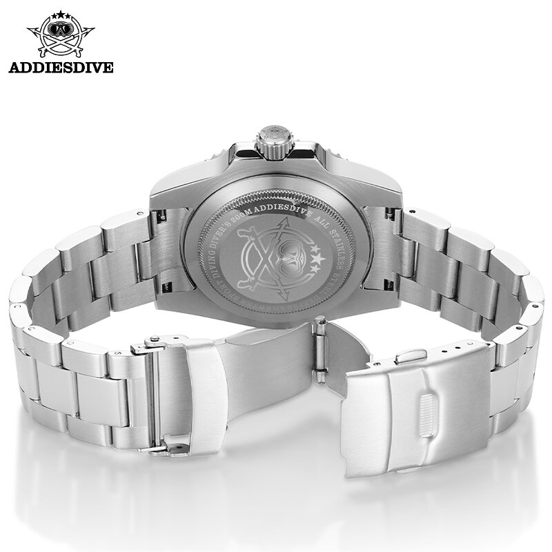 Adpeso jam tangan baja tahan karat pria, arloji olahraga mewah Super bercahaya 200M C3 reloj hombre Quartz