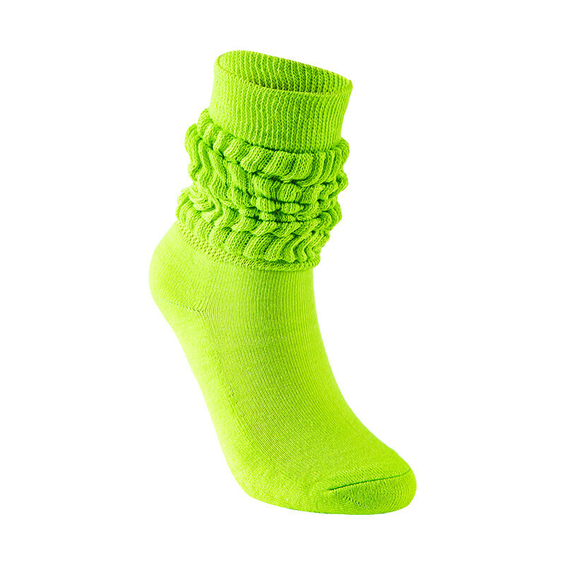 Cukierkowe kolory Slouch Scrunchy skarpetki dla kobiet długa luźna ułożone Chunky Cotton Ladies Girls Casual Knee High Boot Sock Streetwear