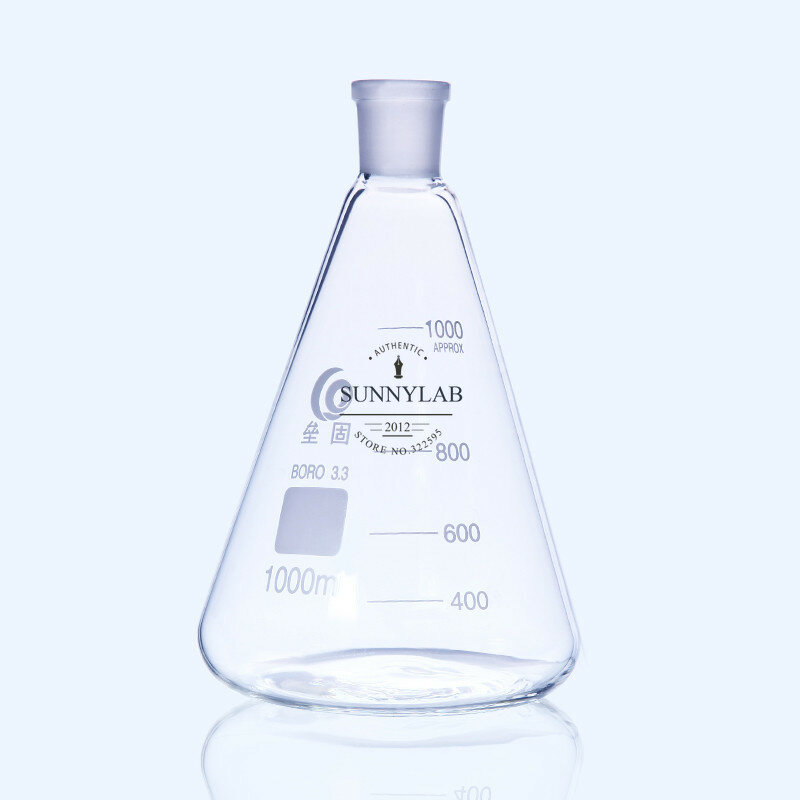1 pièce laboratoire 25ml à 2000ml verre borosilicate à haute teneur en spirale avec bouche standard 19 #24 #29 # flacon triangulaire conique