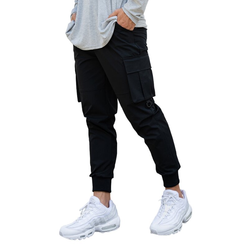 Новинка 2023, мужские однотонные повседневные брюки, Осенние уличные спортивные брюки для фитнеса и бега, прямые брюки с несколькими карманами