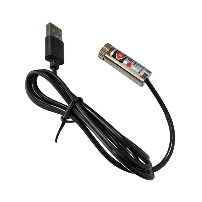 Conector USB Módulo Laser com foco ajustável, Cabeça de laser vermelho, Lâmpada de posicionamento industrial, 650nm, 12mm, 5mw