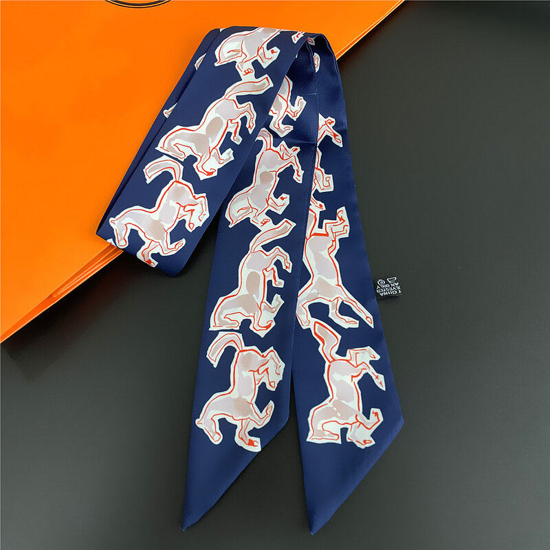 2022 маленькая ленточная повязка для волос Bandeaus, одежда с рисунком лошади, Новое поступление, женские шелковые шарфы с рисунком, сумки, шарф