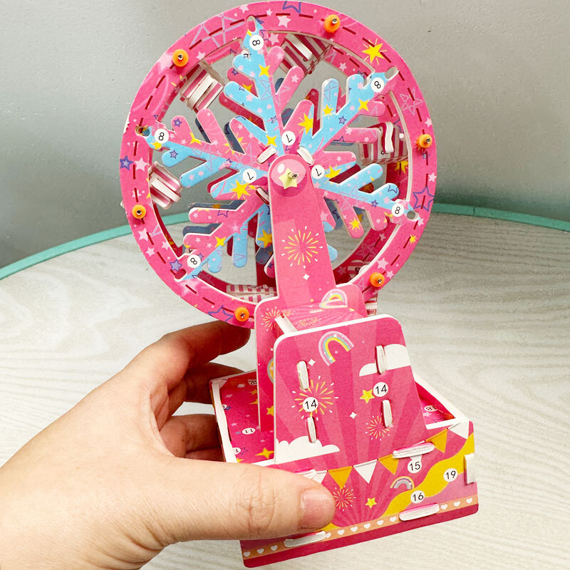 Children's DIY Handmade Electric 3D Three-dimensional Puzzle Paper Ferris Wheel Model Assembled STEAM Scientific Experiment Toys
