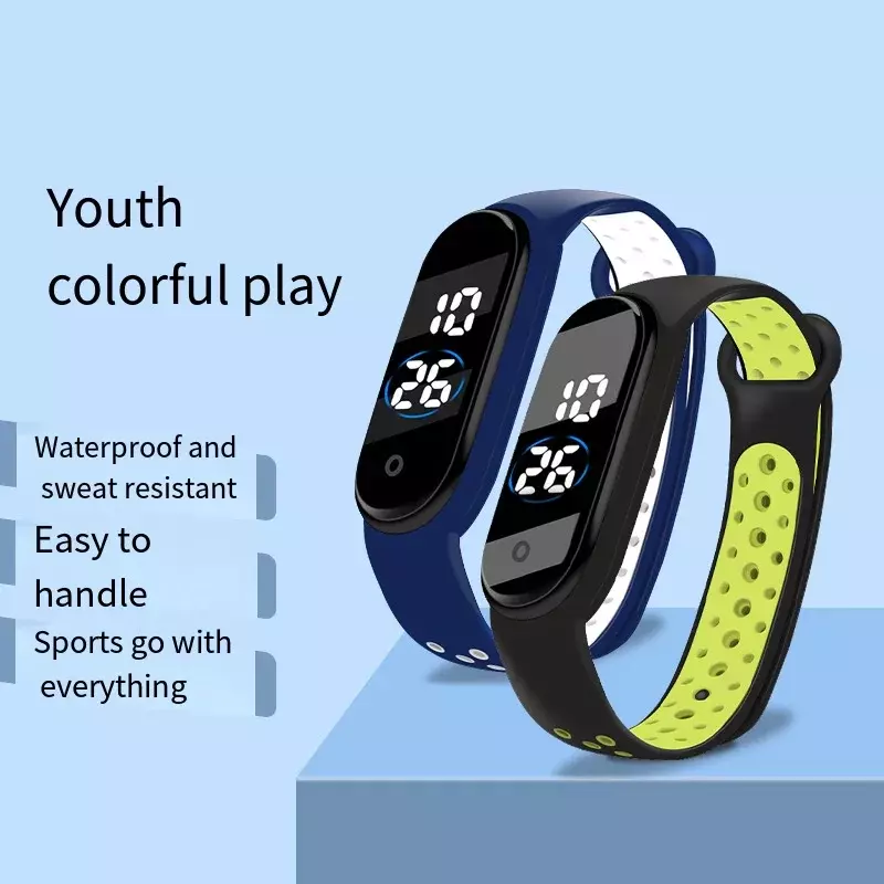 นาฬิกาสปอร์ตแฟชั่นสำหรับเด็กกันน้ำ Jam Tangan Digital LED น้ำหนักเบามากสายรัดข้อมือเด็กหญิงเด็กชายวัยรุ่นใช้ได้ทั้งชายและหญิง