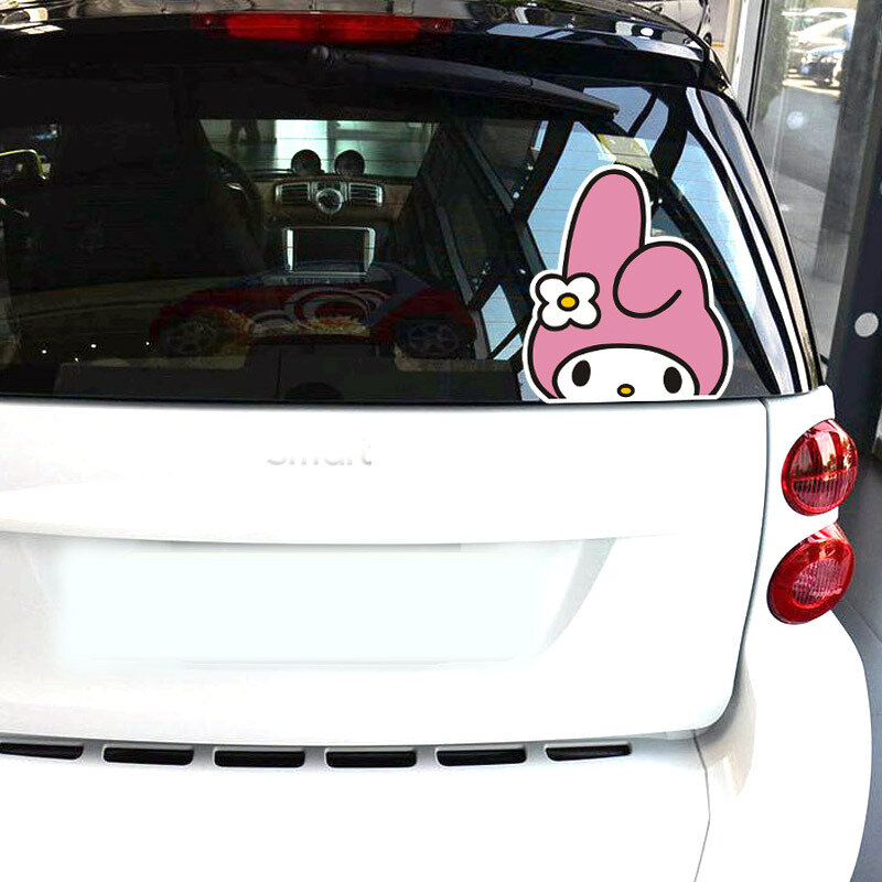 Sanrio espejo retrovisor reflectante, pegatina Kawaii My Melody Kuromi, modificación de coche, pegatina decorativa, juguete para niños, regalo de cumpleaños