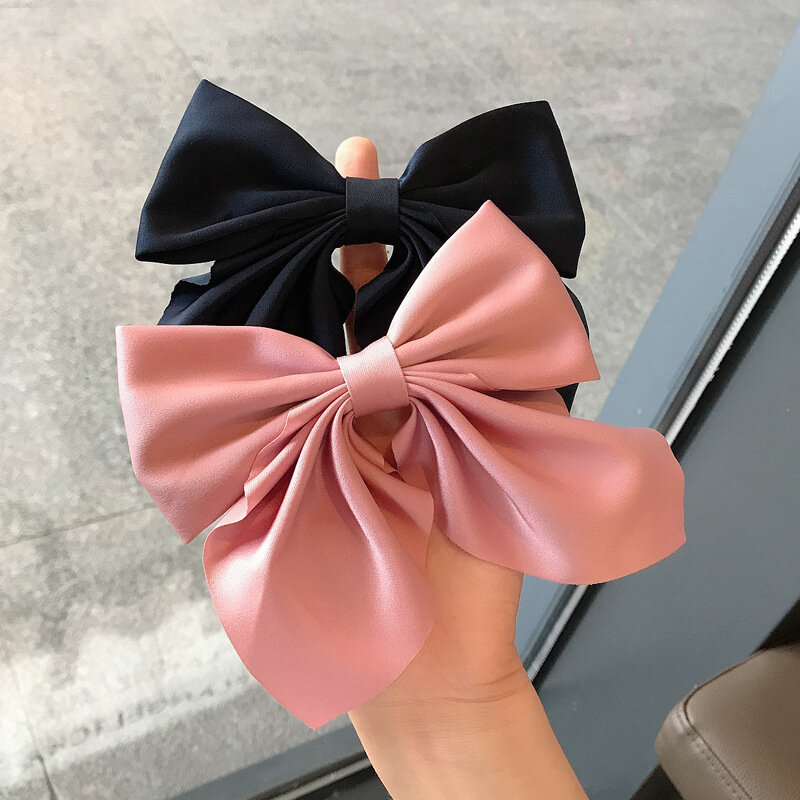 Japanese Style Small Fresh Solid Color Bow Girl Duckbill Clip Fashionable Half Tie Hair Clip Back Spoon Women's Hair Clip