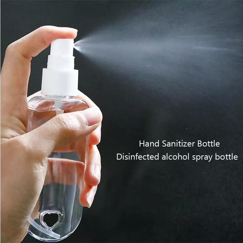 10Pcs Empty 30/50/60ml Portable Clear Travel Bottles With Carabiner Flip & Spray Lids Containers For Alcohol Liquid Hand Rubbing
