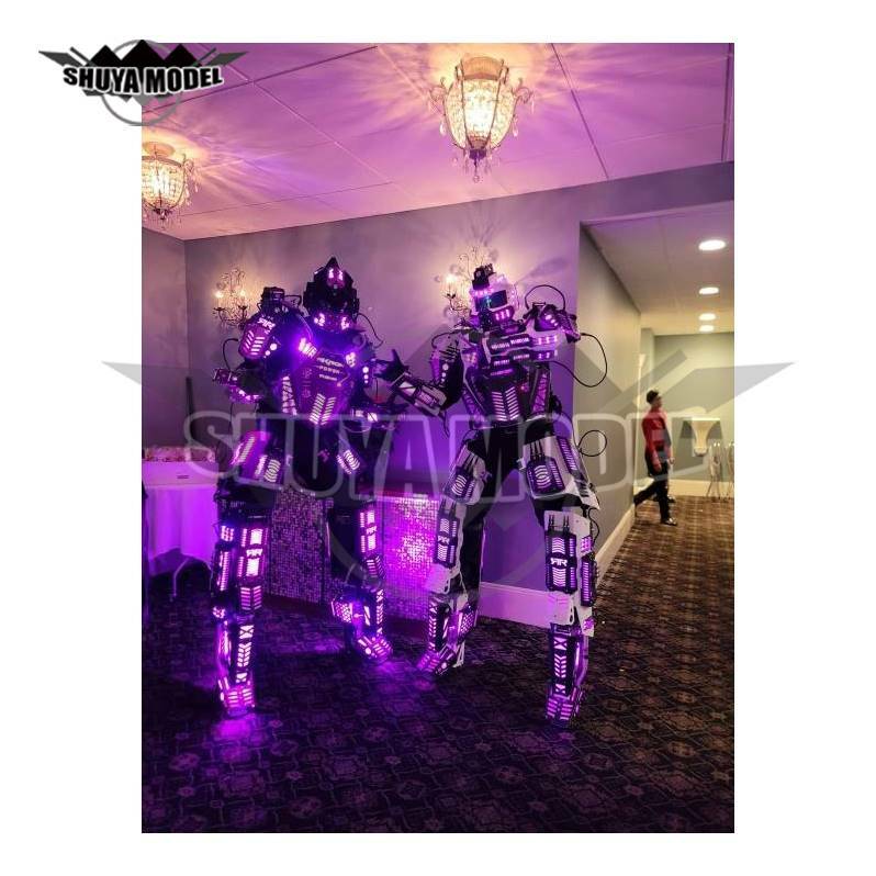 Toekomstige Led Robot Kostuum Paaldans Dragen Rave Kleding Strips Led Lights Palen En Clowns Spelen Kostuums